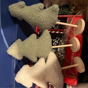 Set of Three Plush Christmas Tree Decorations